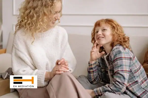 Happy mother and child after sorting child arrangements mediation Blandford Forum